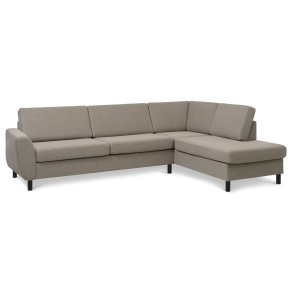 Wendy set 3 OE right sofa, m. chaiselong - antelope beige polyester stof og sort tr