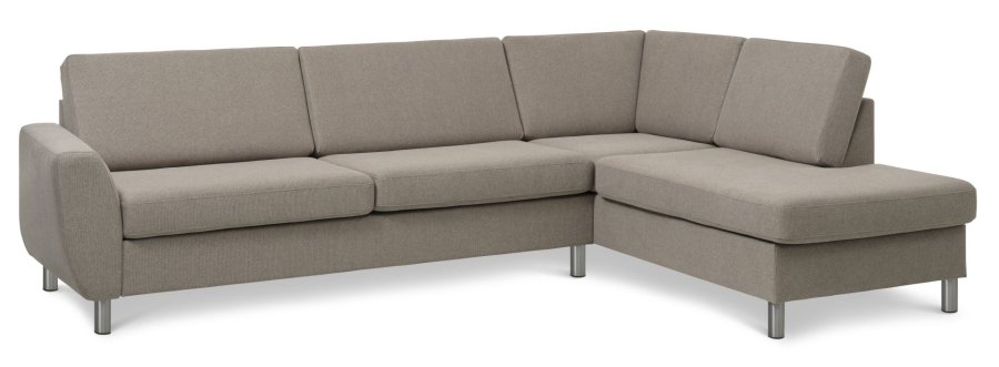 Wendy set 3 OE right sofa, m. chaiselong - antelope beige polyester stof og brstet aluminium