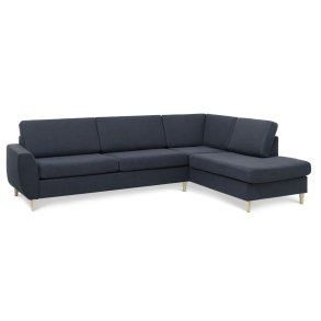 Wendy set 3 OE right sofa, m. chaiselong - bl polyester stof og natur tr