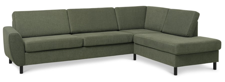 Wendy set 3 OE right sofa, m. chaiselong - vinter mosgrn polyester stof og sort tr