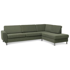 Wendy set 3 OE right sofa, m. chaiselong - vinter mosgrn polyester stof og brstet aluminium
