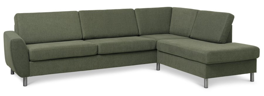 Wendy set 3 OE right sofa, m. chaiselong - vinter mosgrn polyester stof og brstet aluminium