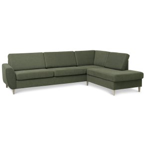 Wendy set 3 OE right sofa, m. chaiselong - vinter mosgrn polyester stof og natur tr