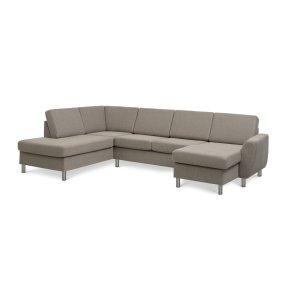 Wendy set 4 U OE left sofa, m. chaiselong - antelope beige polyester stof og brstet aluminium