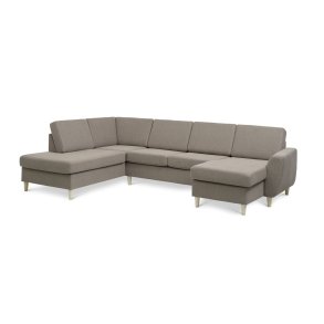 Wendy set 4 U OE left sofa, m. chaiselong - antelope beige polyester stof og natur tr