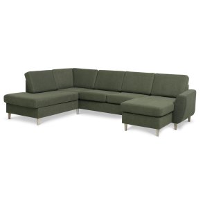 Wendy set 4 U OE left sofa, m. chaiselong - vinter mosgrnt polyester stof og natur tr