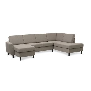 Wendy set 5 U OE right sofa, m. chaiselong - antelope beige polyester stof og sort tr