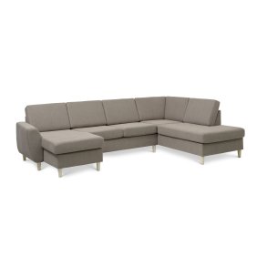 Wendy set 5 U OE right sofa, m. chaiselong - antelope beige polyester stof og natur tr