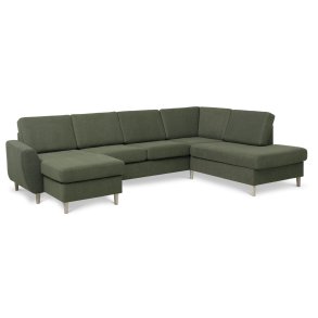 Wendy set 5 U OE right sofa, m. chaiselong - vinter mosgrnt polyester stof og natur tr