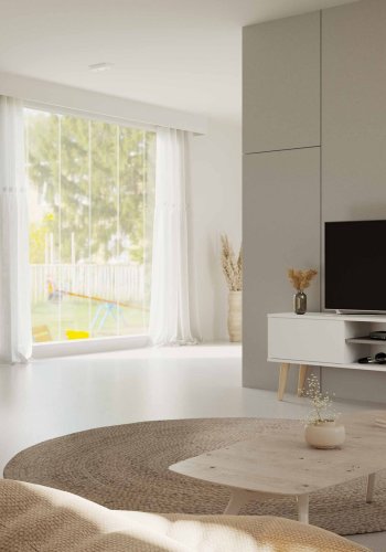 KOCOT RTV Toronto TV-bord, m. 2 lger og 1 hylde - hvid bgetr (160x35)