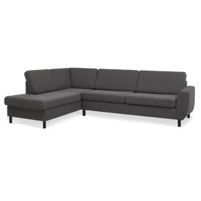 Wendy set 2 OE left sofa, m. chaiselong - antracitgr polyester stof og sort tr