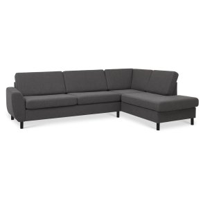 Wendy set 3 OE right sofa, m. chaiselong - antracitgr polyester stof og sort tr