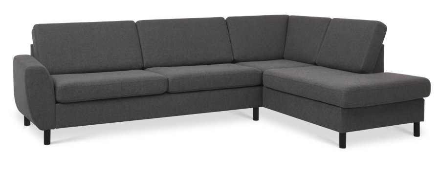 Wendy set 3 OE right sofa, m. chaiselong - antracitgr polyester stof og sort tr