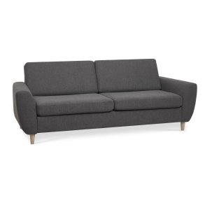 Wendy 2,5 pers. sofa - antracitgr polyester stof og natur tr