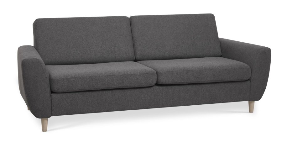 Wendy 2,5 pers. sofa - antracitgr polyester stof og natur tr