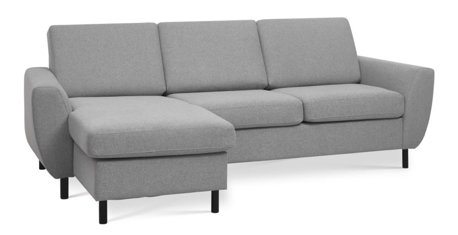 Wendy set 1 3D sofa, m. chaiselong - gr polyester stof og sort tr