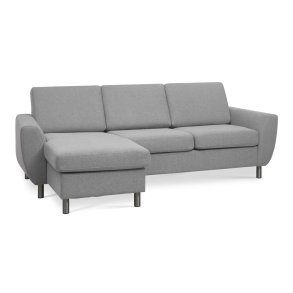 Wendy set 1 3D sofa, m. chaiselong - gr polyester stof og brstet aluminium