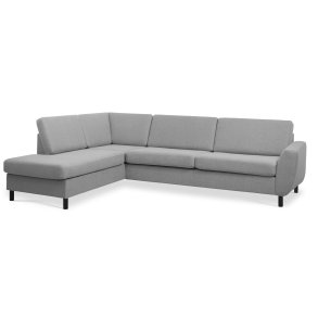 Wendy set 2 OE left sofa, m. chaiselong - gr polyester stof og sort tr