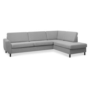 Wendy set 3 OE right sofa, m. chaiselong - gr polyester stof og sort tr