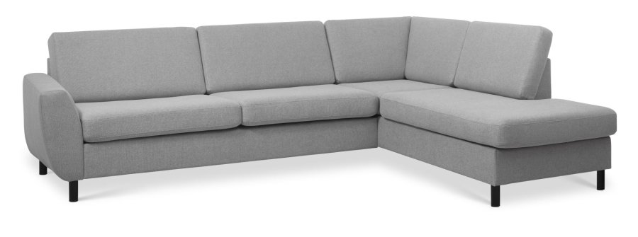 Wendy set 3 OE right sofa, m. chaiselong - gr polyester stof og sort tr