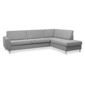 Wendy set 3 OE right sofa, m. chaiselong - gr polyester stof og natur tr