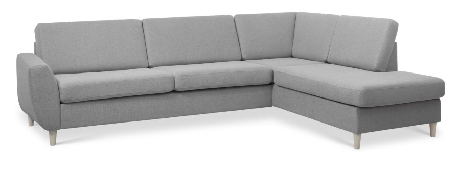Wendy set 3 OE right sofa, m. chaiselong - gr polyester stof og natur tr