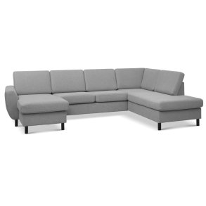 Wendy set 5 U OE right sofa, m. chaiselong - gr polyester stof og sort tr