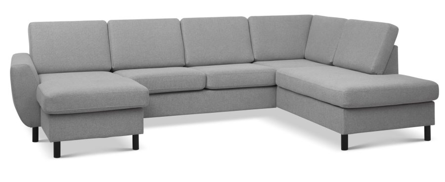 Wendy set 5 U OE right sofa, m. chaiselong - gr polyester stof og sort tr