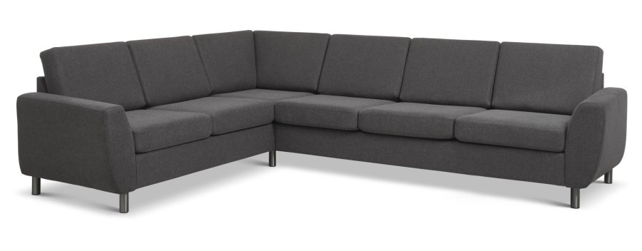 Wendy set 7 corner hjrnesofa - antracitgr polyester stof og brstet aluminium