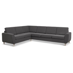 Wendy set 7 corner hjrnesofa - antracitgr polyester stof og natur tr