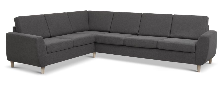 Wendy set 7 corner hjrnesofa - antracitgr polyester stof og natur tr