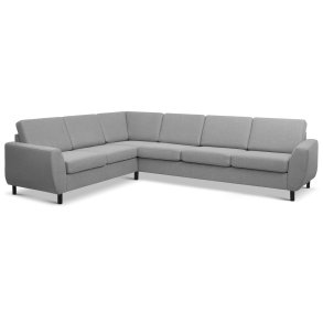 Wendy set 7 corner hjrnesofa - gr polyester stof og sort tr