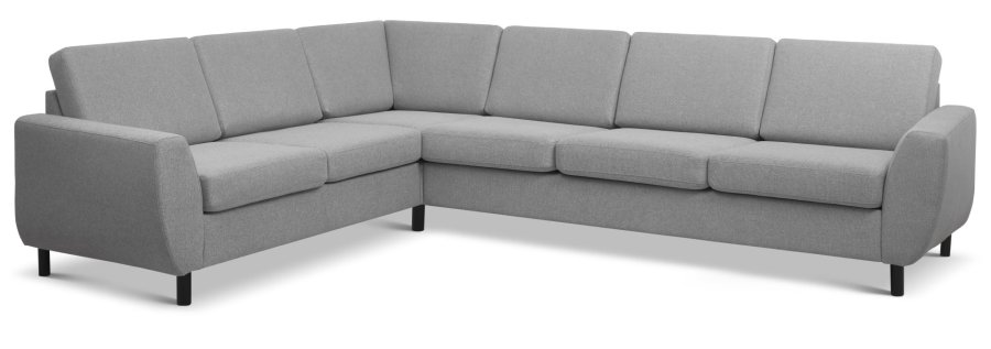 Wendy set 7 corner hjrnesofa - gr polyester stof og sort tr
