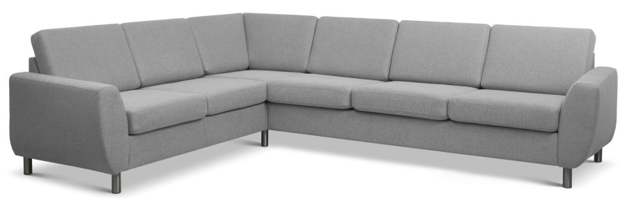 Wendy set 7 corner hjrnesofa - gr polyester stof og brstet aluminium