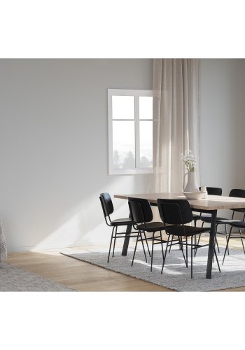 ROWICO Winnipeg spisebord, m. udtrk - hvidpigmenteret egetr og sort metal (200x100) 