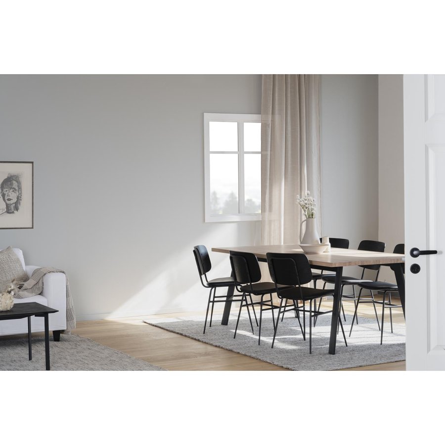 ROWICO Winnipeg spisebord, m. udtrk - hvidpigmenteret egetr og sort metal (200x100) 