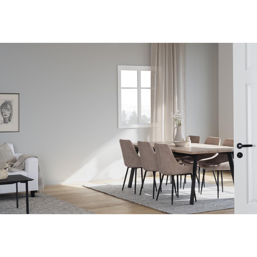 ROWICO Winnipeg spisebord, m. udtrk - hvidpigmenteret egetr og sort metal (200x100) 