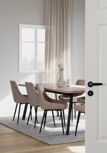 ROWICO Winnipeg spisebord, m. udtrk - hvidpigmenteret egetr og sort metal (200x100) 