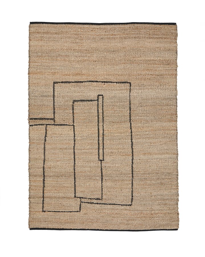  KAVE HOME Grafisk tppe Velira i jute 200 x 300 cm