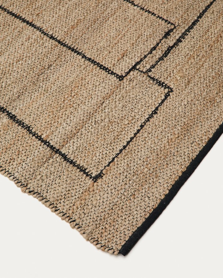  KAVE HOME Grafisk tppe Velira i jute 200 x 300 cm