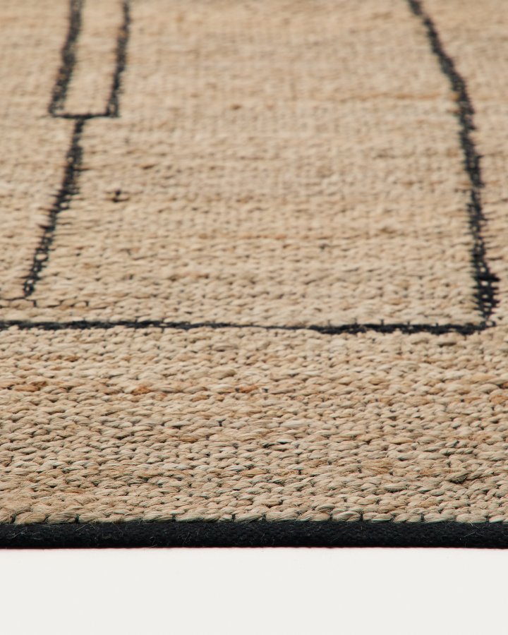  KAVE HOME Grafisk tppe Velira i jute 200 x 300 cm
