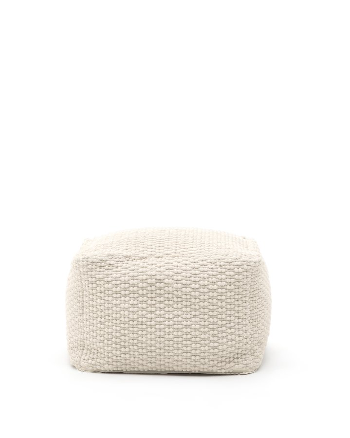KAVE HOME Mascarell puf, bomuld og polyester i hvid, 60 x 60 cm