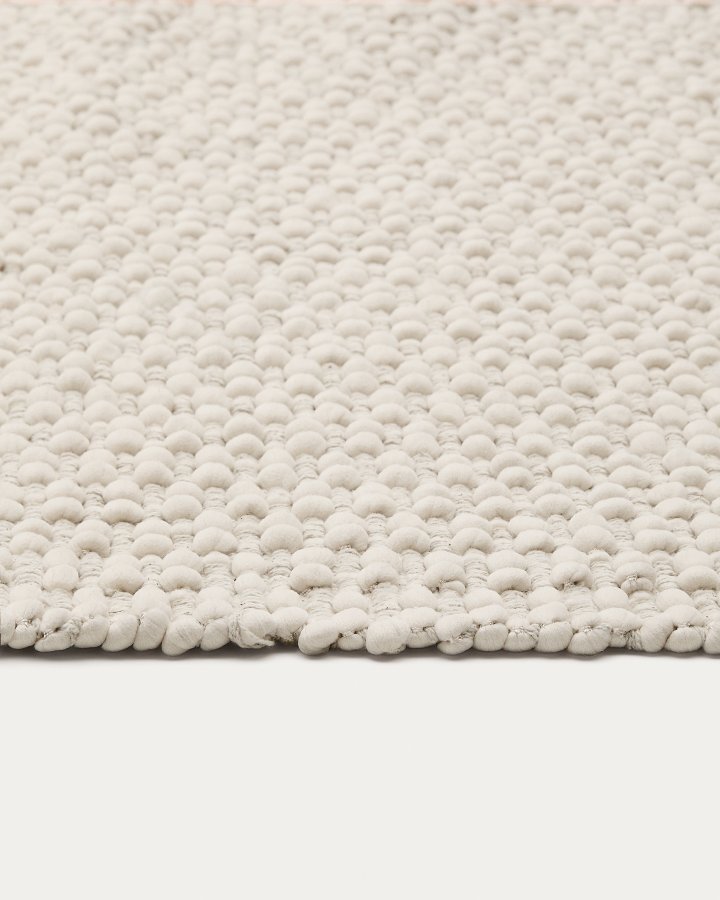 KAVE HOME Mascarell hvidt tppe af bomuld og polyester 70 x 140 cm