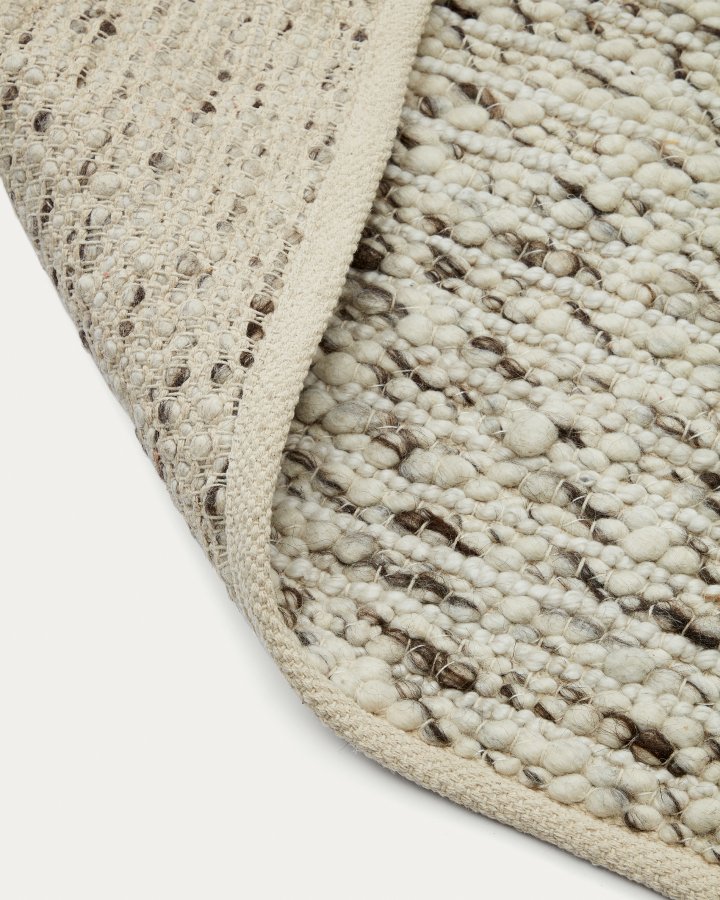 KAVE HOME Manilva tppe i uld og brunt bomuld, 200 x 300 cm