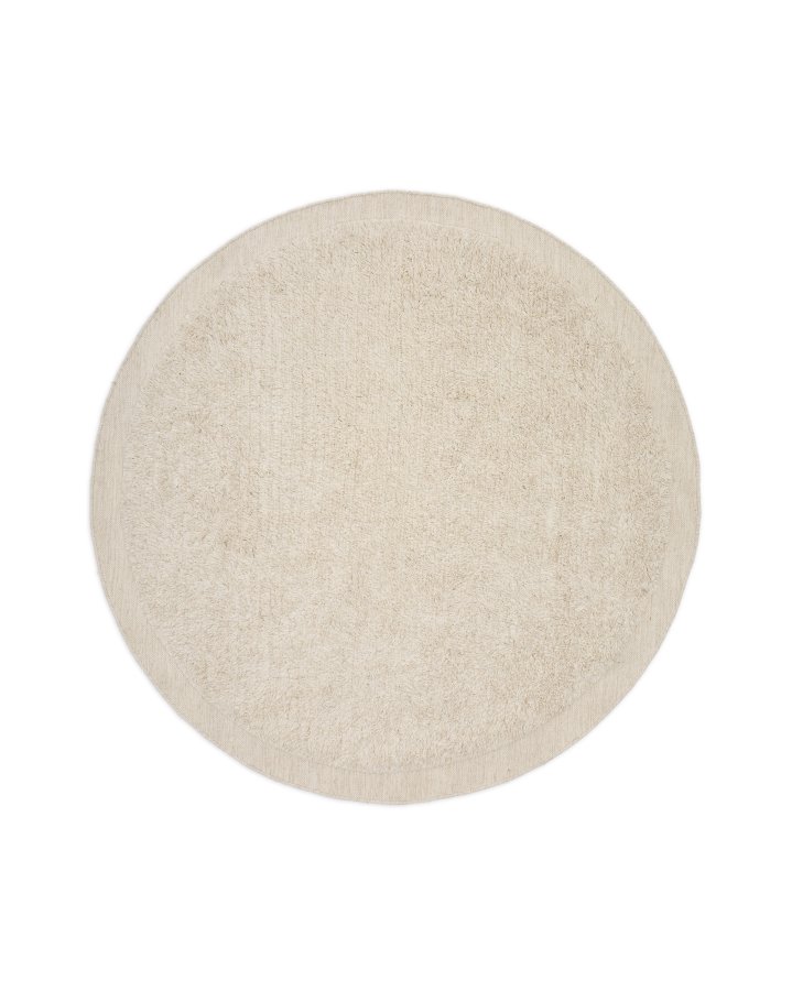 KAVE HOME Marely rundt, hvidt, uldtppe, 200 cm