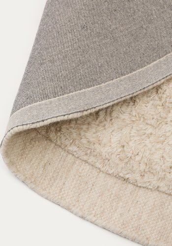 KAVE HOME Marely rundt, hvidt, uldtppe, 200 cm