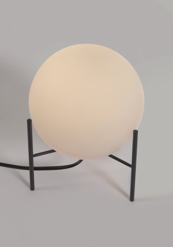 KAVE HOME Seina bordlampe, rund - hvid matteret glas og sort stl (15)