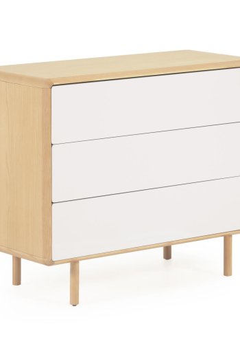 KAVE HOME Anielle kommode, m. 3 skuffer - gr/natur askefinér/asketr