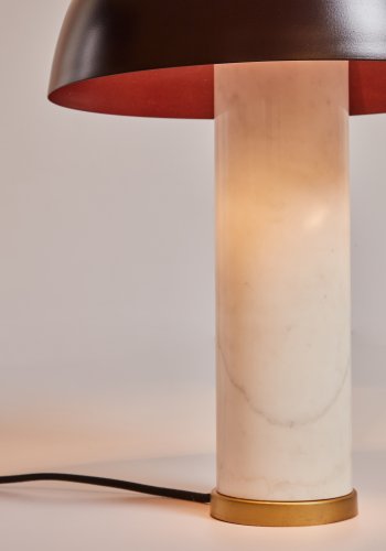 KAVE HOME Zorione bordlampe - hvid marmor og brun metal