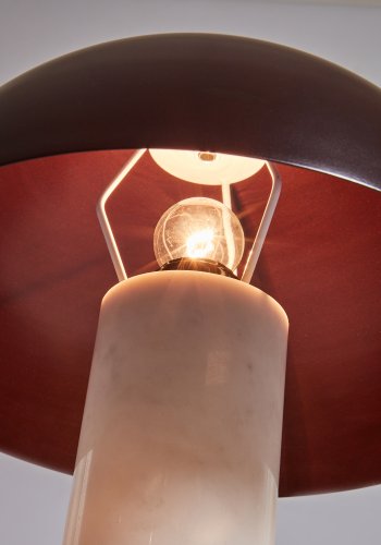 KAVE HOME Zorione bordlampe - hvid marmor og brun metal